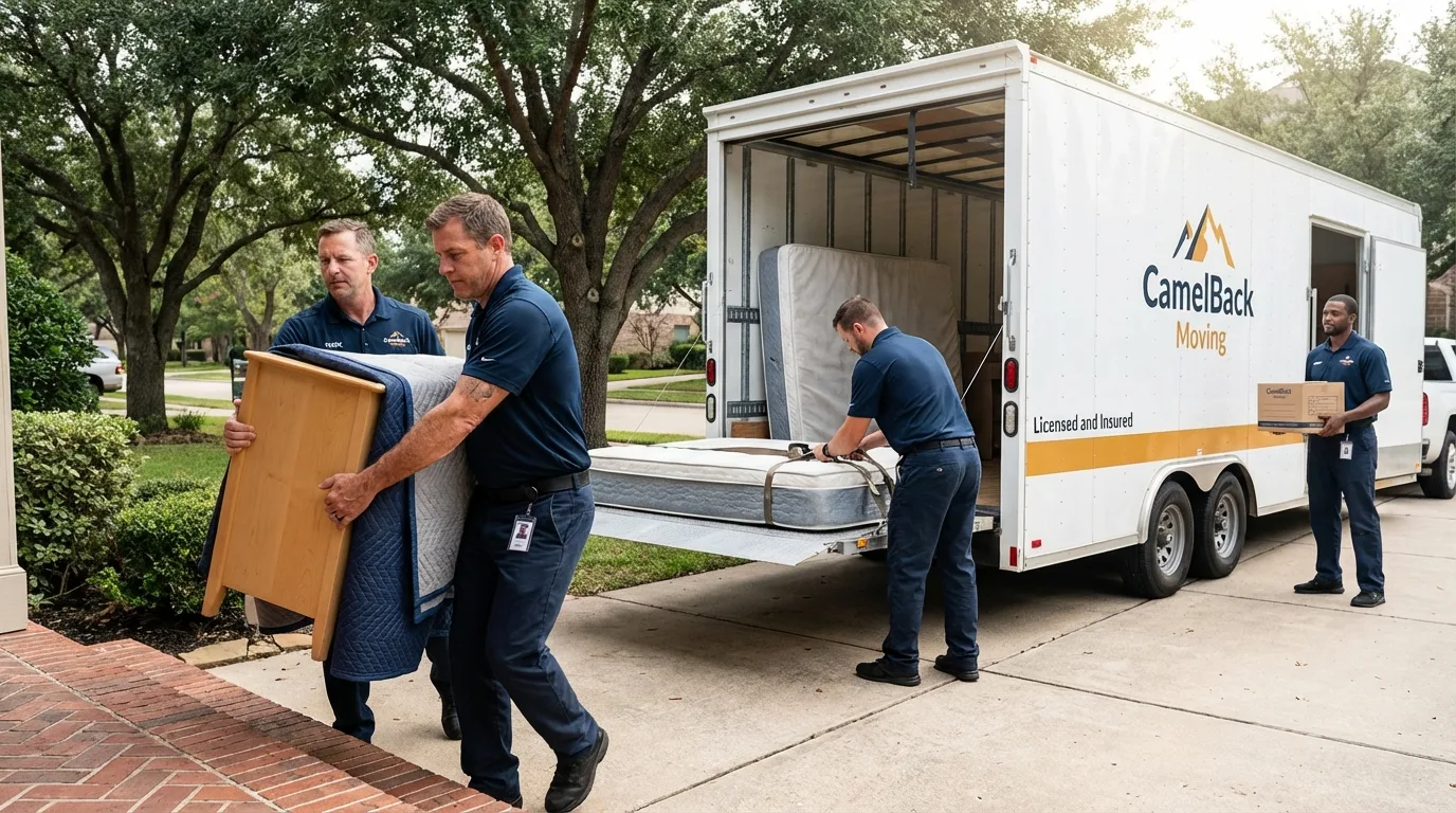 Crew loading residential truck for cross-state move from Rapid City, MI