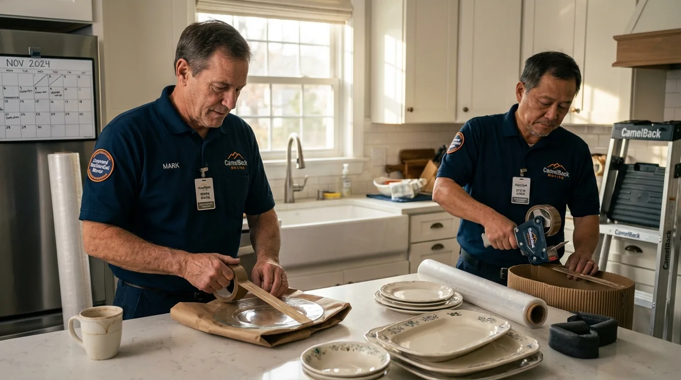 Professional crew packing kitchen dishware in Rapid City, MI